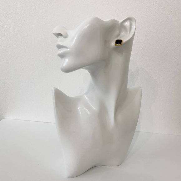 VTG Black Gold Square Stud Earrings - Picture 6 of 6